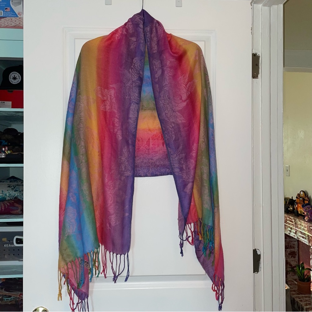 (SOLD) Rainbow Pashmina Scarf